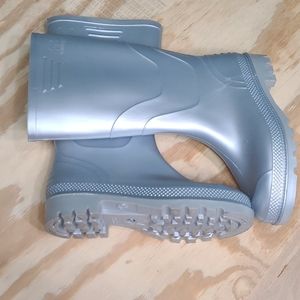 JUJU VINTAGE silver pearl rainboot jellies worn1x